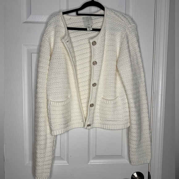 JOIE Ivory Chunky Knit Button Front Cardigan Sweater Like New Condition Size XL - Picture 1 of 6